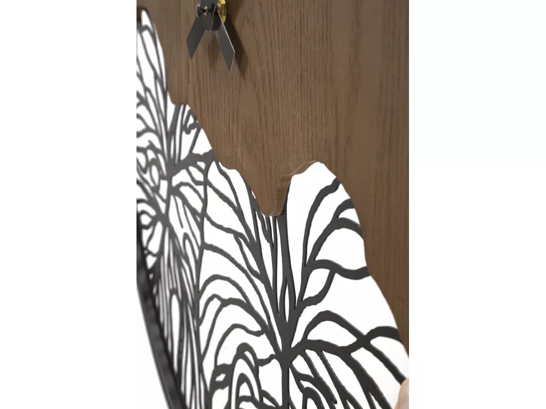 Horloge murale ronde en bois et métal marron Ø cm 60x2