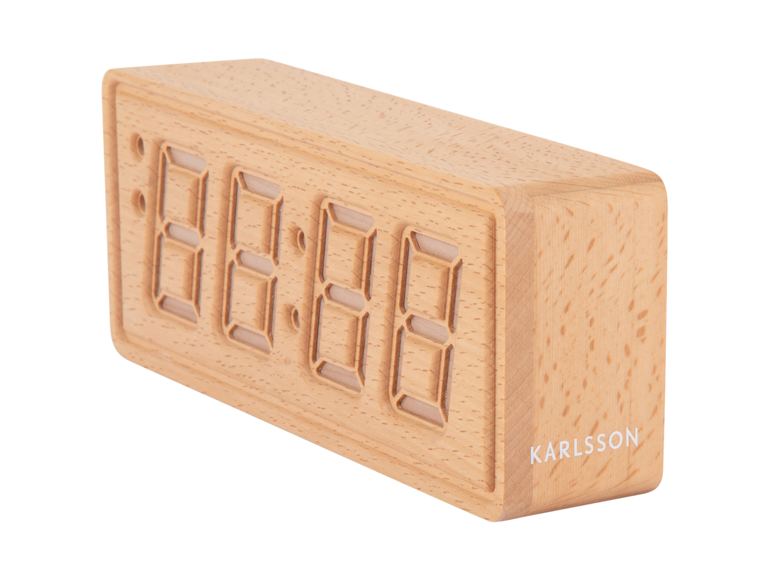 Wekker Solid Wood Engraved - Licht hout