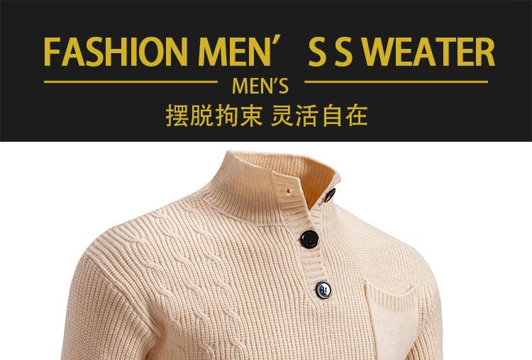 Phoneus - Henley top met lange mouwen en een mockneck, effen breisel