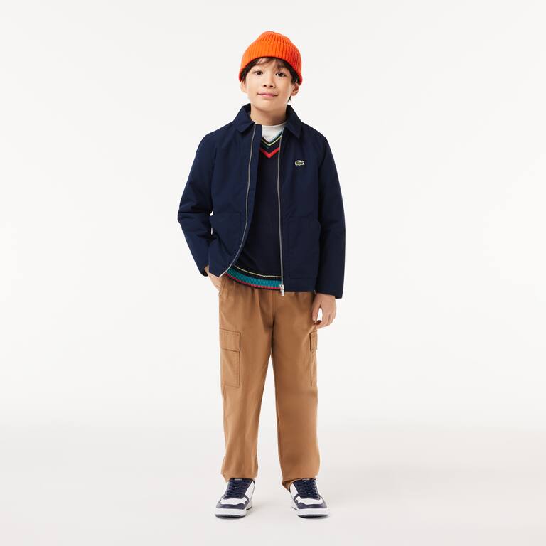 Veste zippée avec poches plaquées en taffetas Manteaux & Blousons - Bleu - Lacoste - Garçon