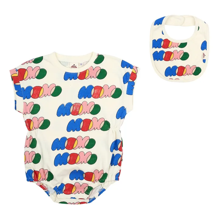 Jelly Mallow Ensemble Barboteuse et Bavoir Momo | Ecru