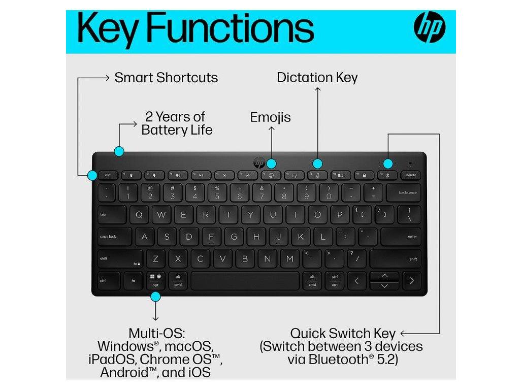 TECLADO S/FIOS HP HP 350 BRANCO MULTI-DEVICE