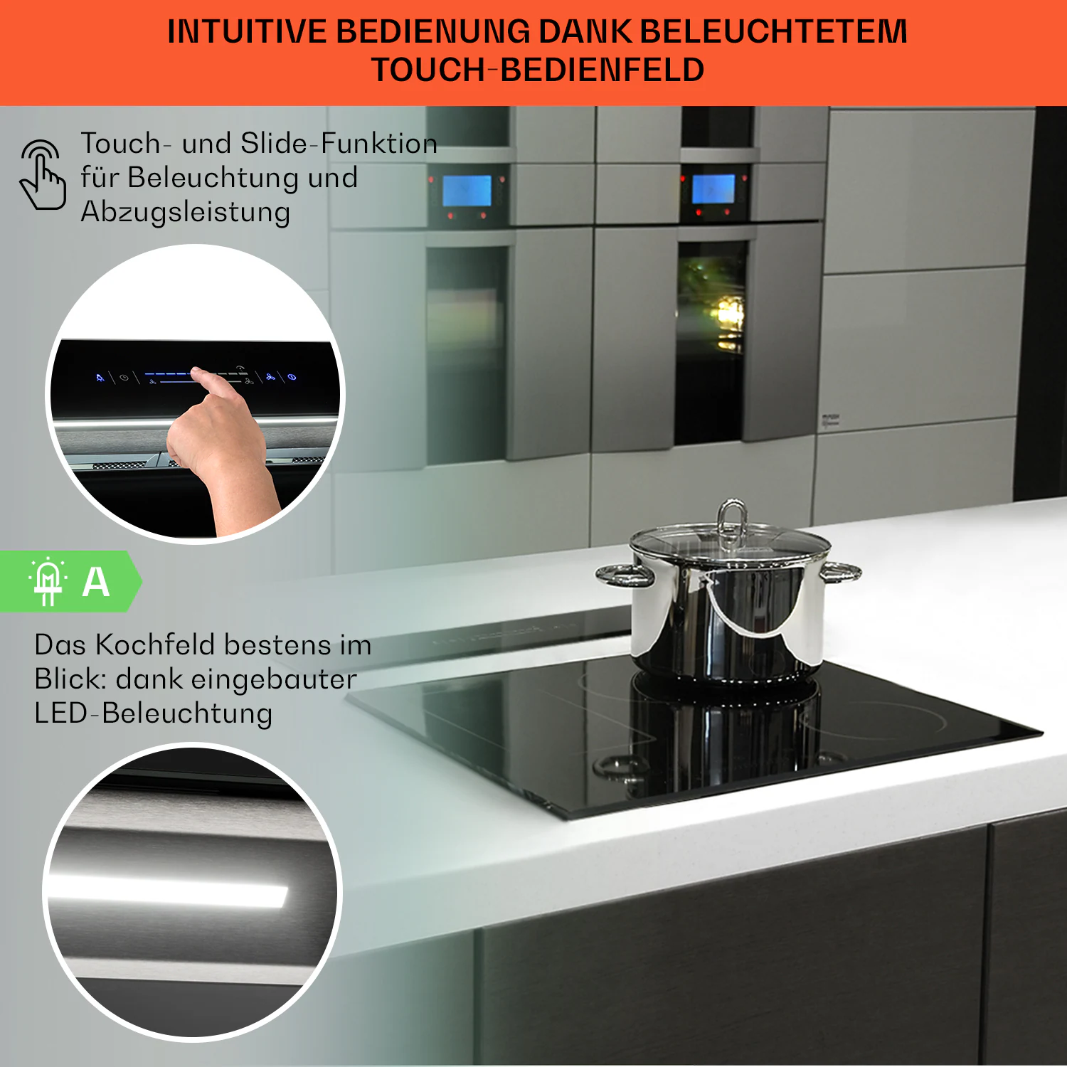 Royal Flush Eco Dunstabzugshaube 60 cm 576 m³/h A+ Schwarz