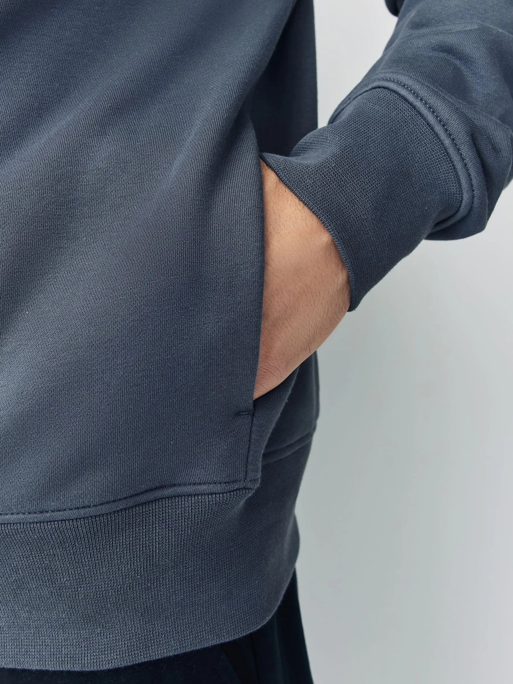 Blauw - Cotton Rich Jersey Full Zip Funnel Neck Sweatshirt