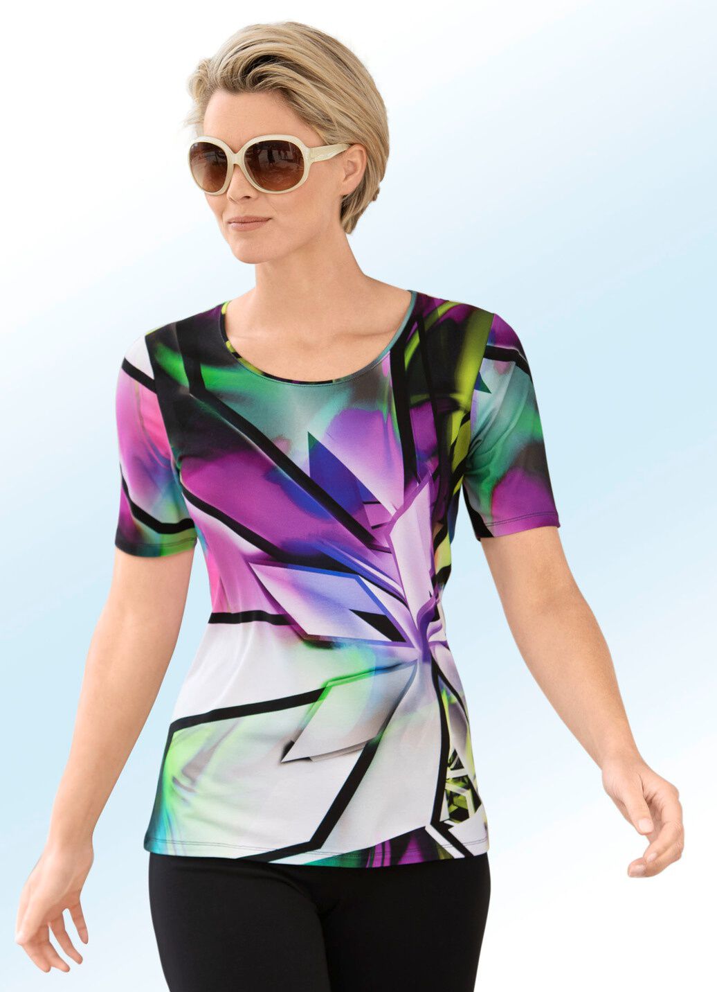 Shirt mit Rundhalsausschnitt in 2 Farben