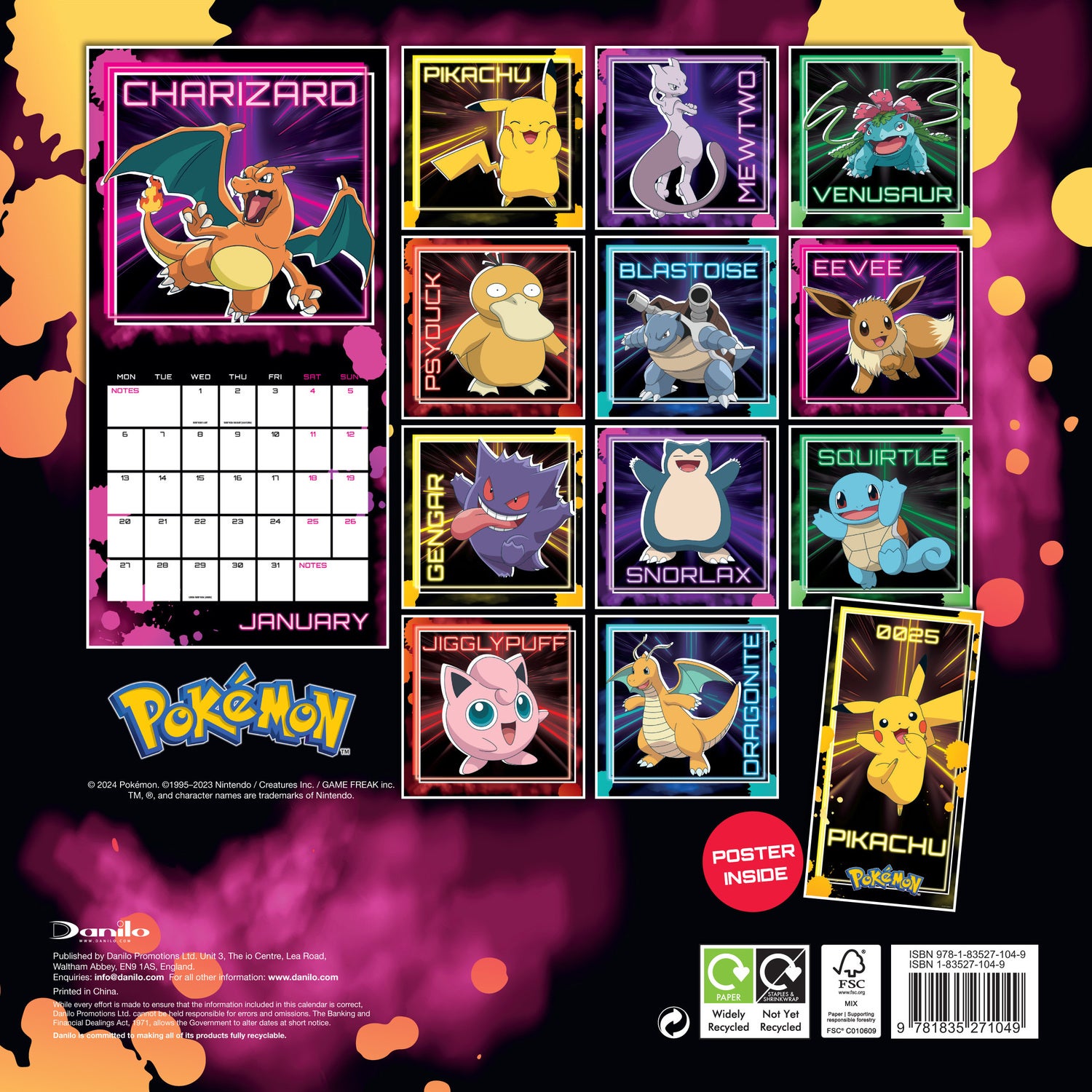 Plenty Gifts kalender pokemon 30 x 30 x 0,5 cm