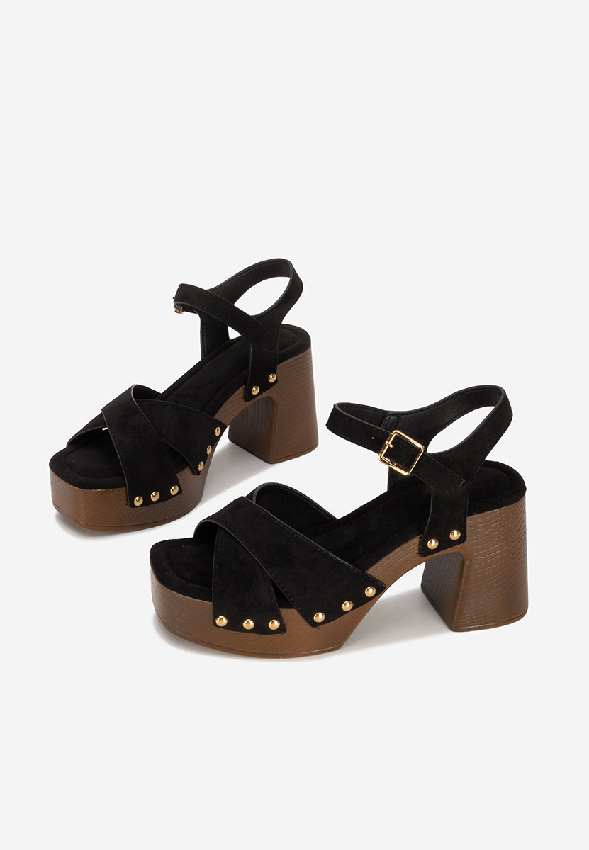 Sandales à talon épais noires Radiana