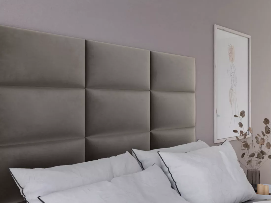 Panneaux muraux tête de lit - 180 cm - Velours - Taupe - BONTE de Pascal Morabito