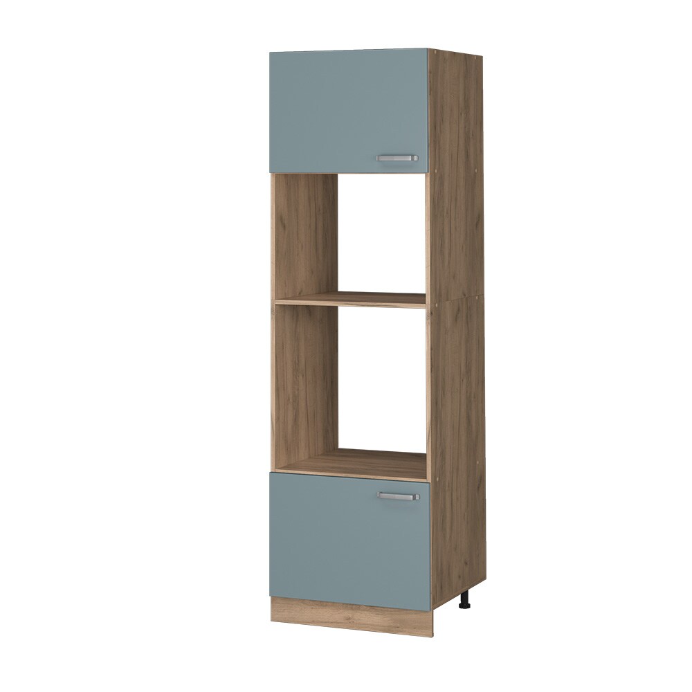 Vicco Mikrowellenschrank Küchenschrank R-Line Solid Eiche Blau Grau 60 cm modern