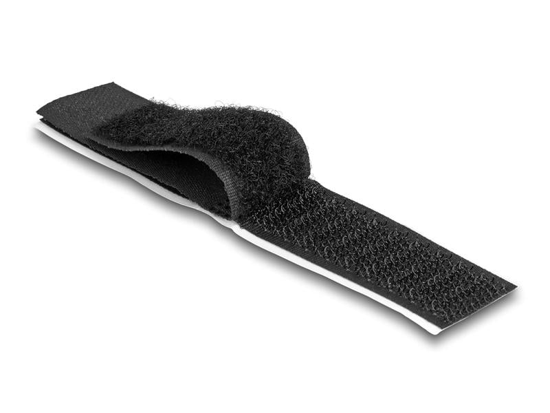 Delock Klettkabelbinder Schwarz 110 mm x 20 mm, 10 Stück Delock Klett-Kabelhalter selbstklebend L 110 mm x B 20 mm Set 10 Stück schwarz