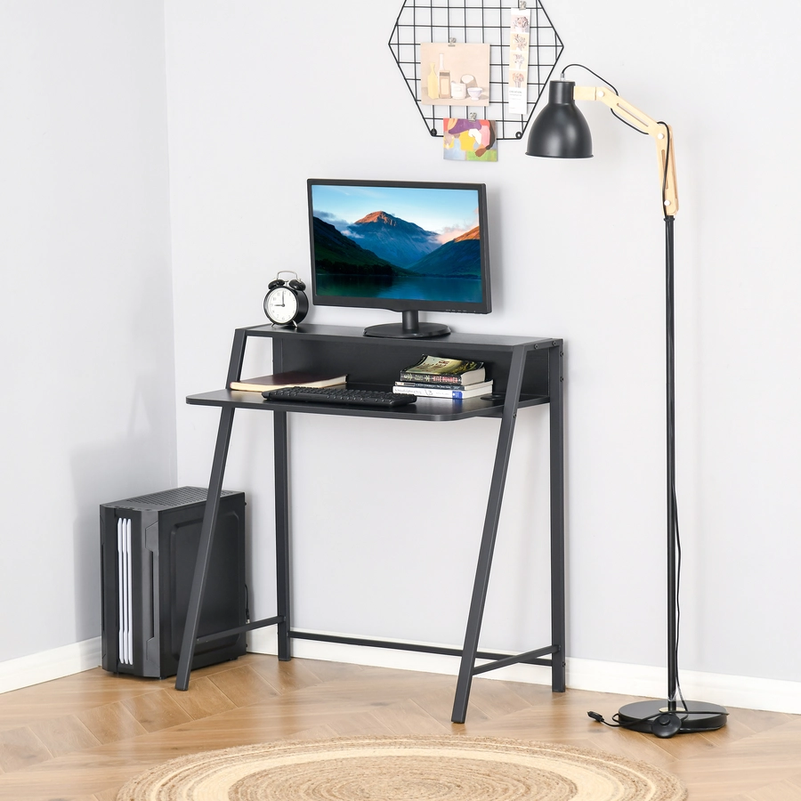 HOMCOM Schreibtisch in Walnuss-Optik schwarz