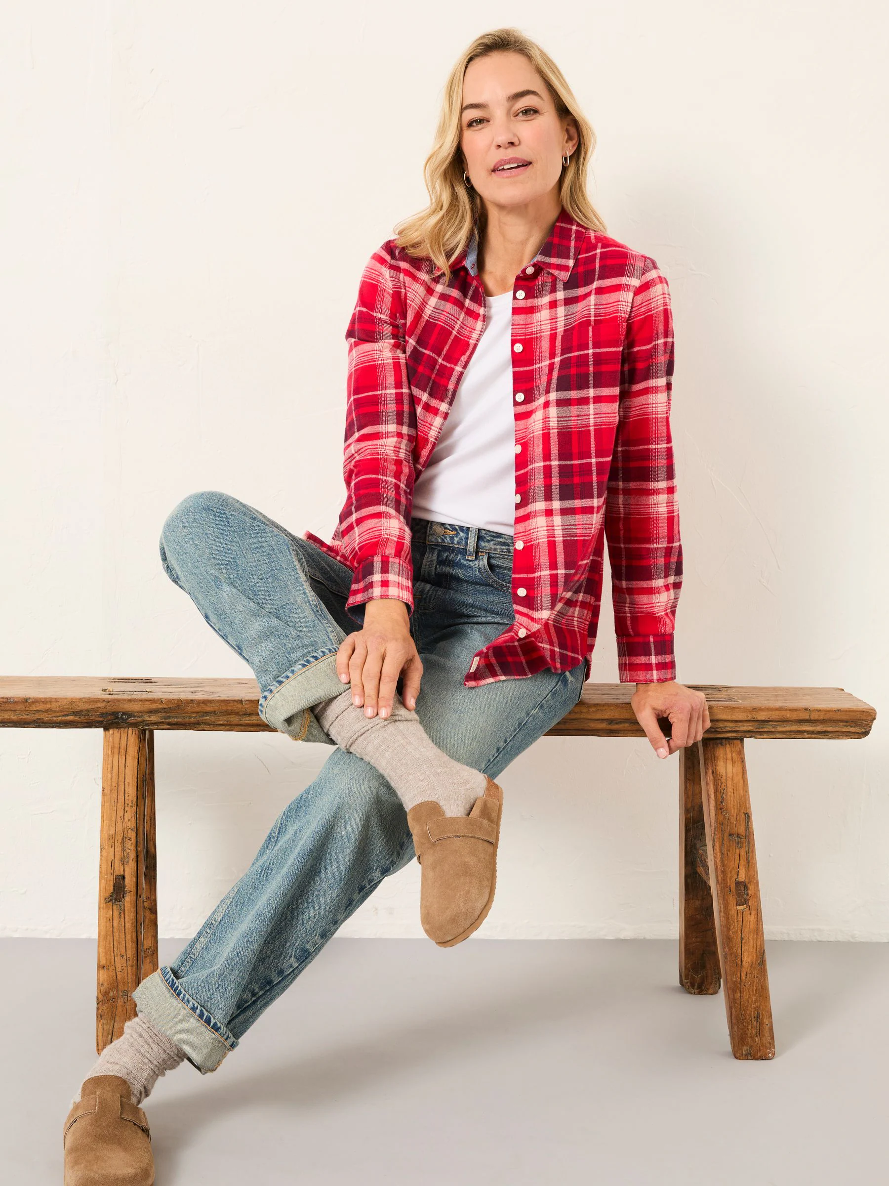Rood - FatFace Long Sleeve Check Shirt