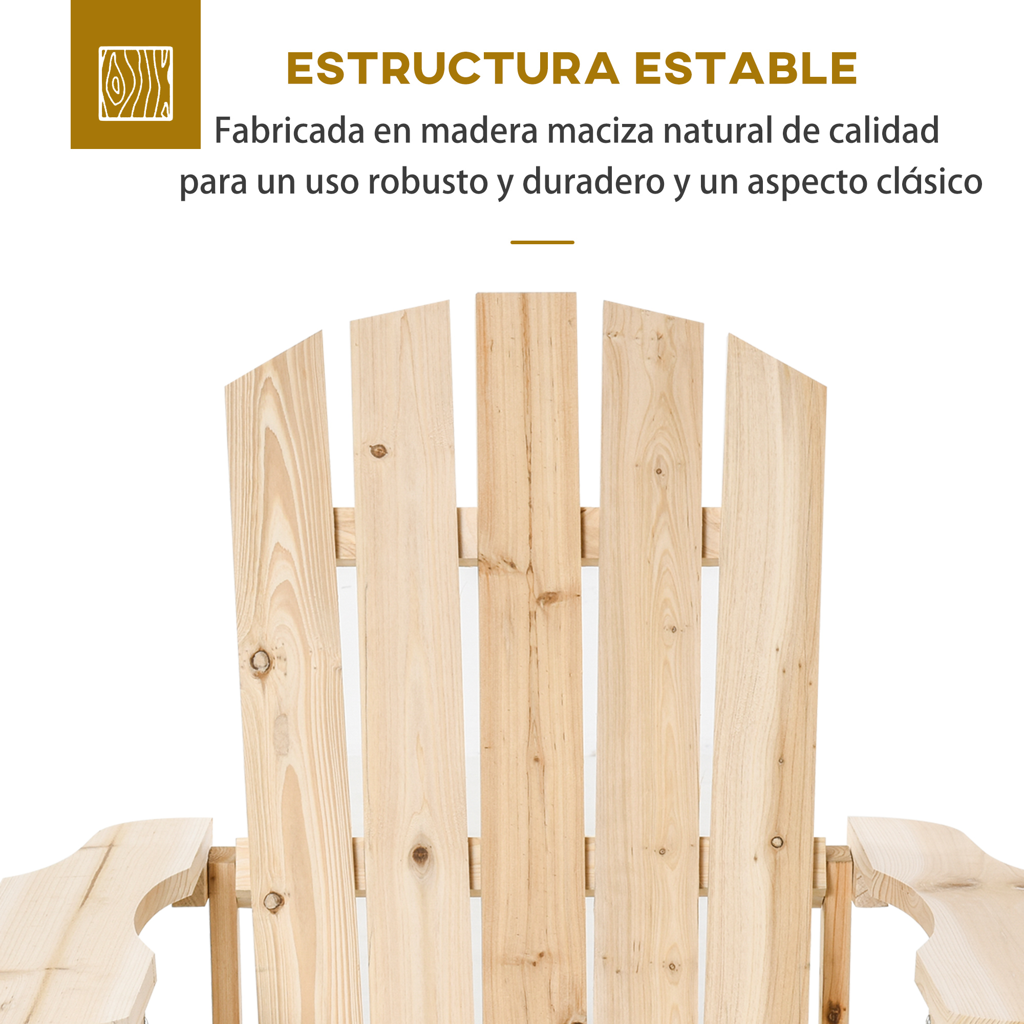 Cadeira Adirondack Outsunny em madeira natural