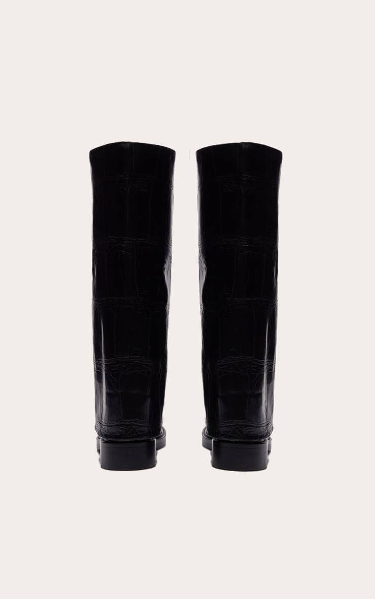 Noir Botte Haute À Revers En Daim
