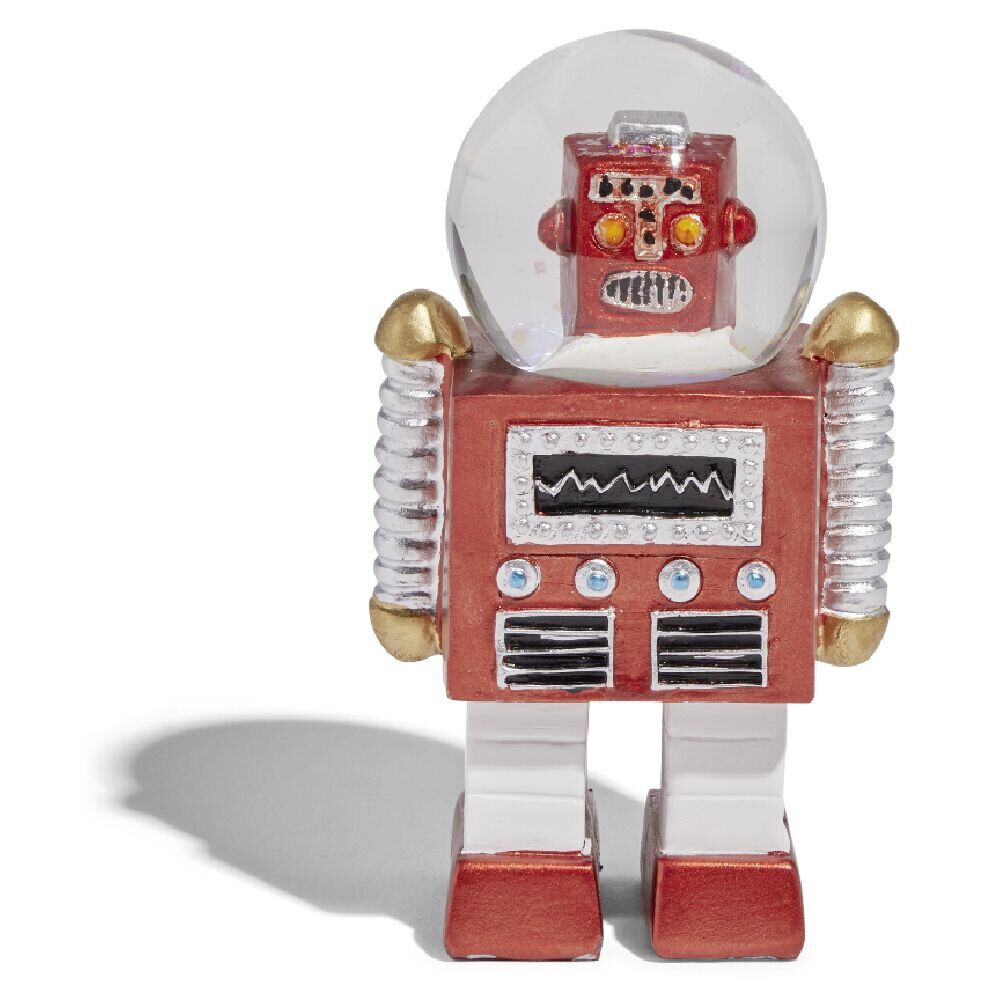 Robot avec tête boule à neige rouge H13cm