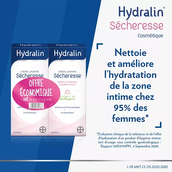 Creme de Limpeza Hidratante Hydralin para Pele Seca, Pacote com 2 x 200ml