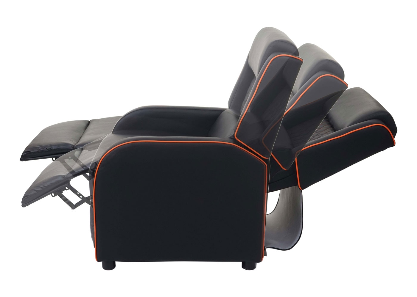 Fernsehsessel MCW-J27, Relaxsessel Liege Sessel TV-Sessel, Kunstleder ~ schwarz-orange