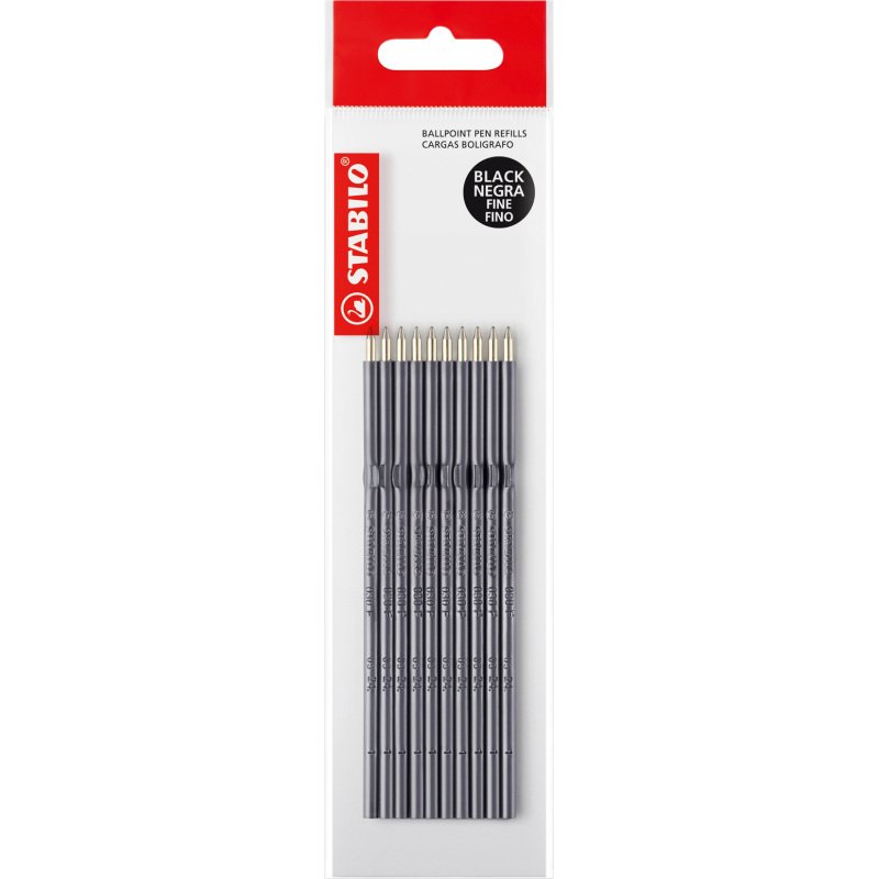 Recharge stylo bille Stabilo Liner pointe 0,7 mm - écriture moyenne - Sachet de 10