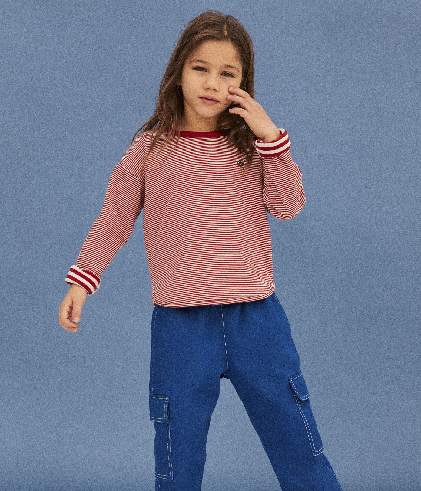 Tee-shirt manches longues en tubique enfant fille / garçon