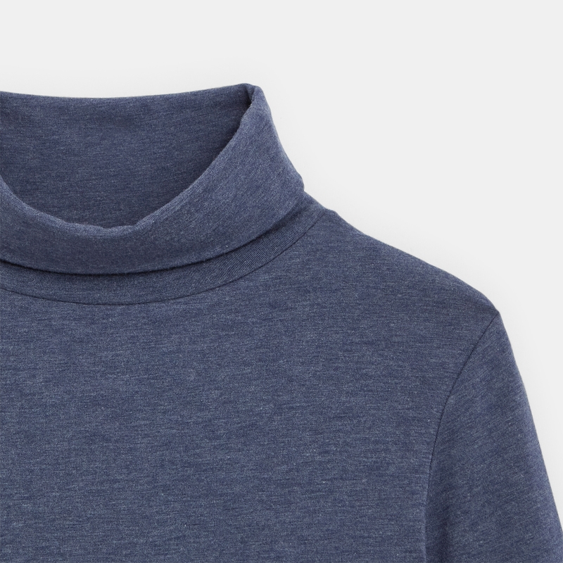 T-shirt stretch col roulé uni bleu garçon