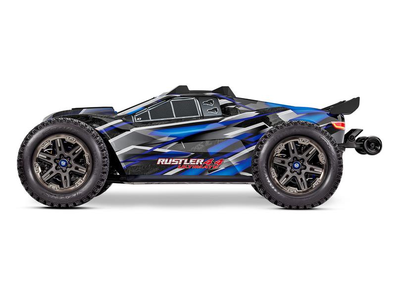 Traxxas Stadium Truck Rustler 4x4 Ultimate Blau, ARTR, 1:10 4WD Stadium Truck mit Velineon VXL-3S Brushless Antrieb