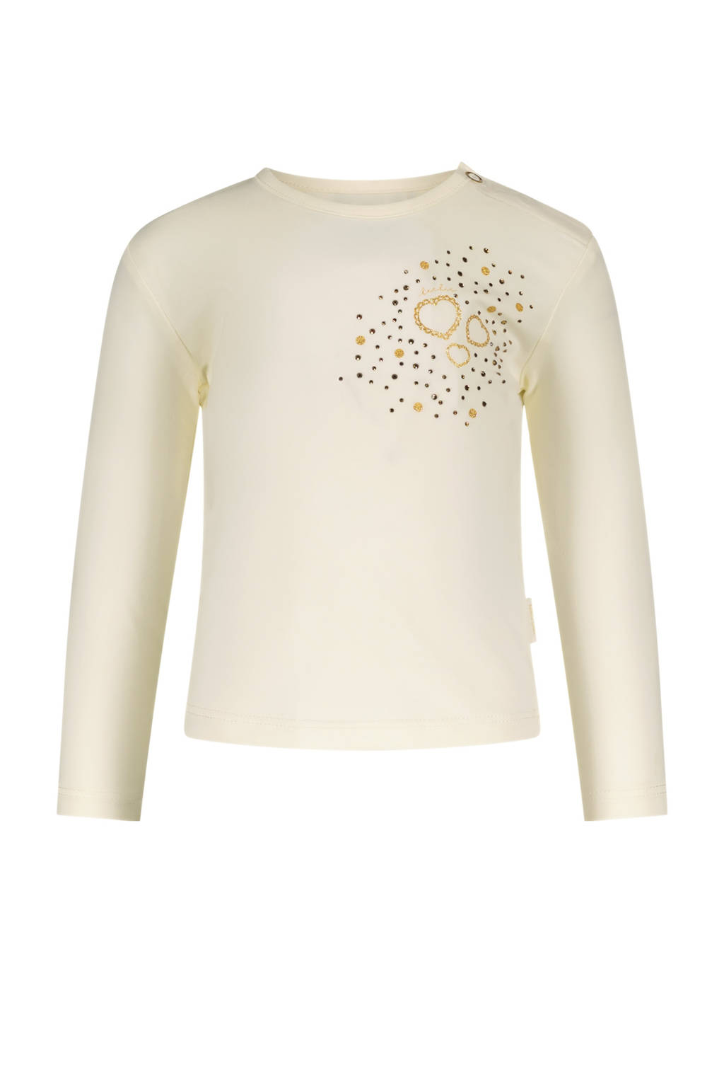 Le Chic longsleeve NOMBA met printopdruk en borduursels crème
