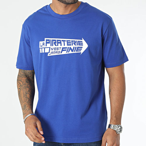 Tee Shirt Oversize Large Flèche Bleu Roi Blanc