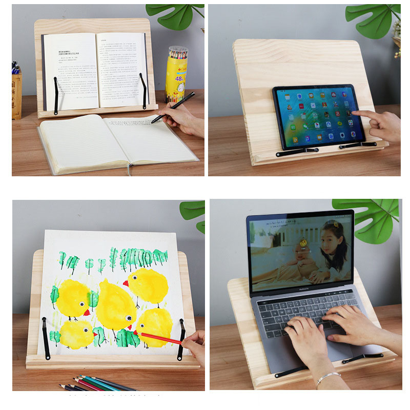 (38x30cm) Verstellbarer Holz Buch Ständer Buchhalter - Braun