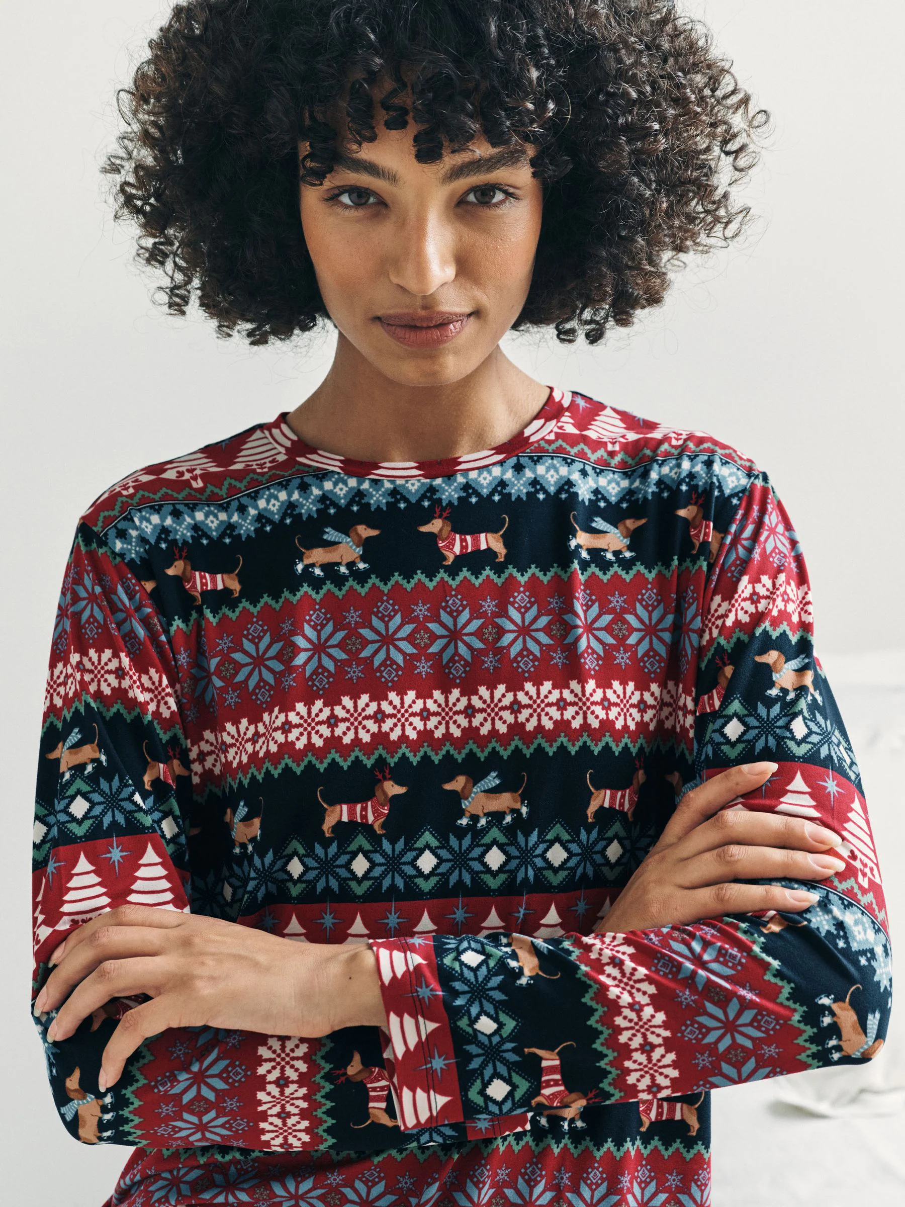 Chelsea Peers Kerstmis Hond Fairisle Print Lange Pyjama's Set
