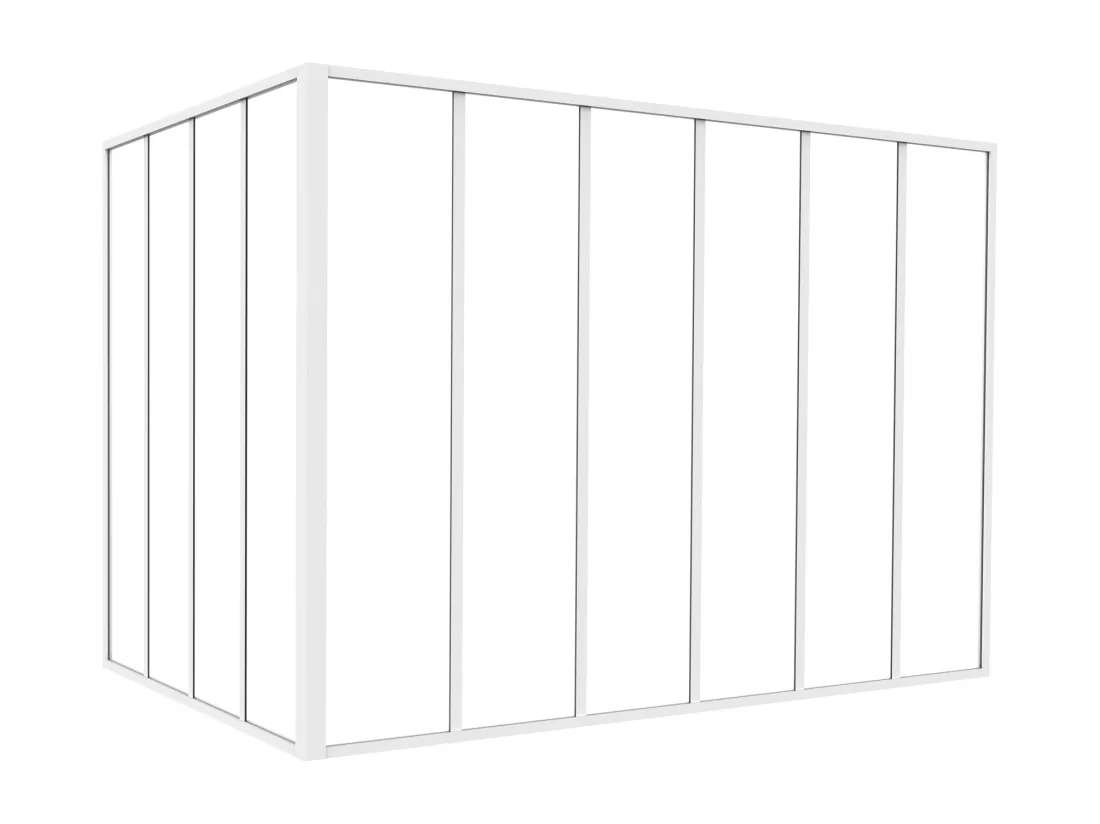 Verrière d'angle d'atelier en aluminium thermolaqué - L180 x L120 x H130 - Blanc - BAYVIEW