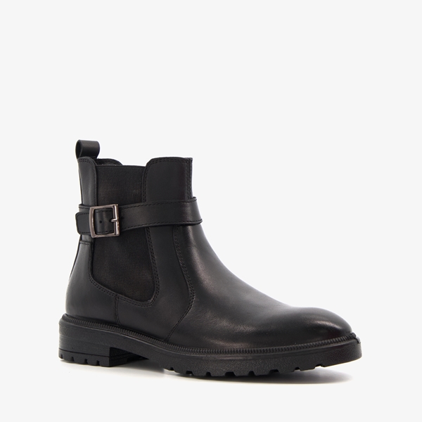 Hush Puppies lage leren dames chelsea boots zwart