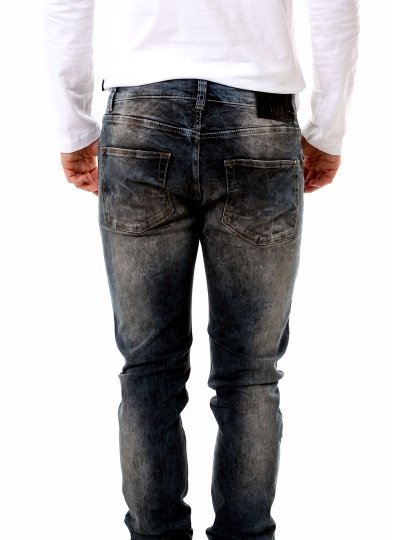 Men's Dark Blue Distressed Denim Pants