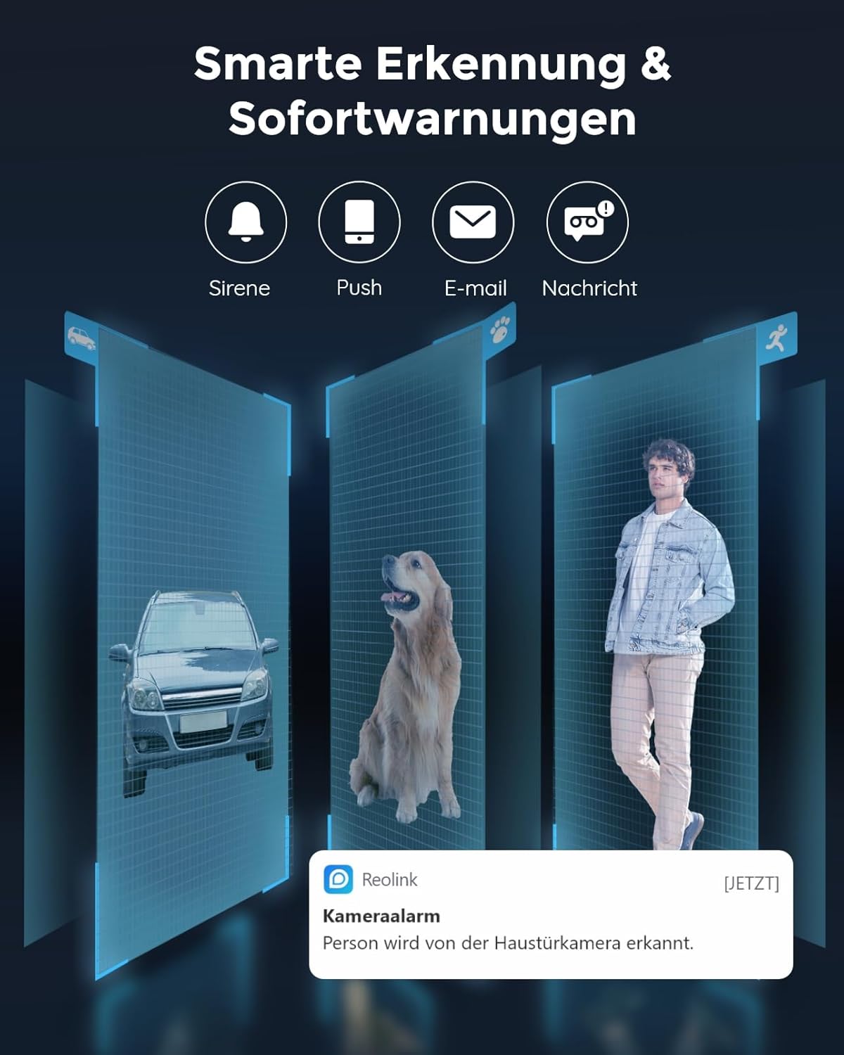 Reolink 4K WLAN Überwachungskamera Set Aussen, 4X 8MP Wi-Fi 6 Kamera Aussen, 12CH WLAN NVR mit 2TB HDD, Vollmetallmaterial, Farbnachtsicht, Person/Fahrzeug/Tiererkennung, 2-Wege-Audio, RLK12-800WB4