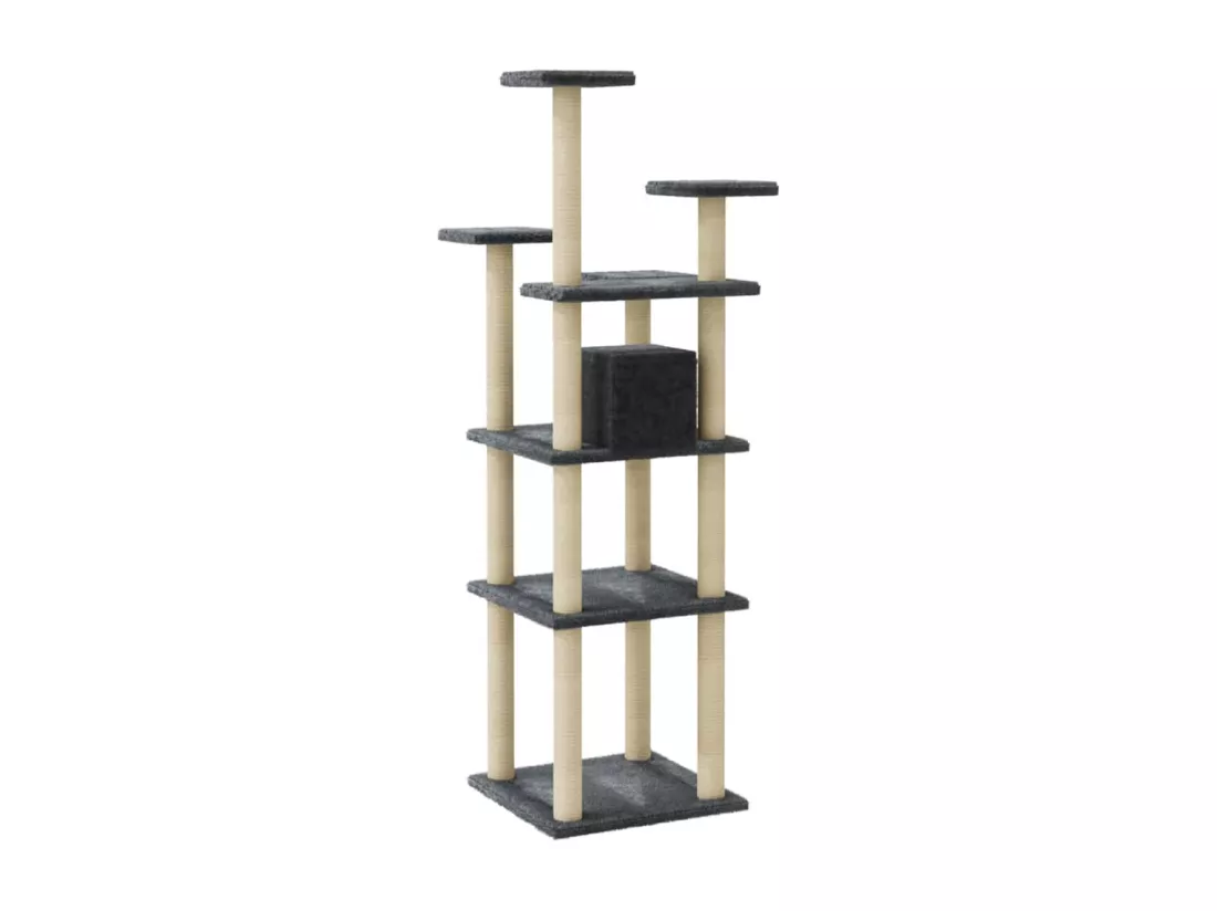 Arbre à chat avec griffoirs en sisal Gris foncé 171 cm