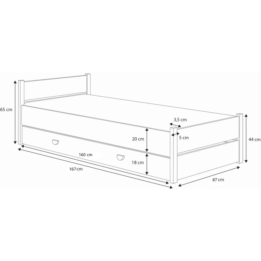 Kids Collective Kinderbett Jugendbett 90x200 mit Schublade & Lattenrost weiß mit Matratze