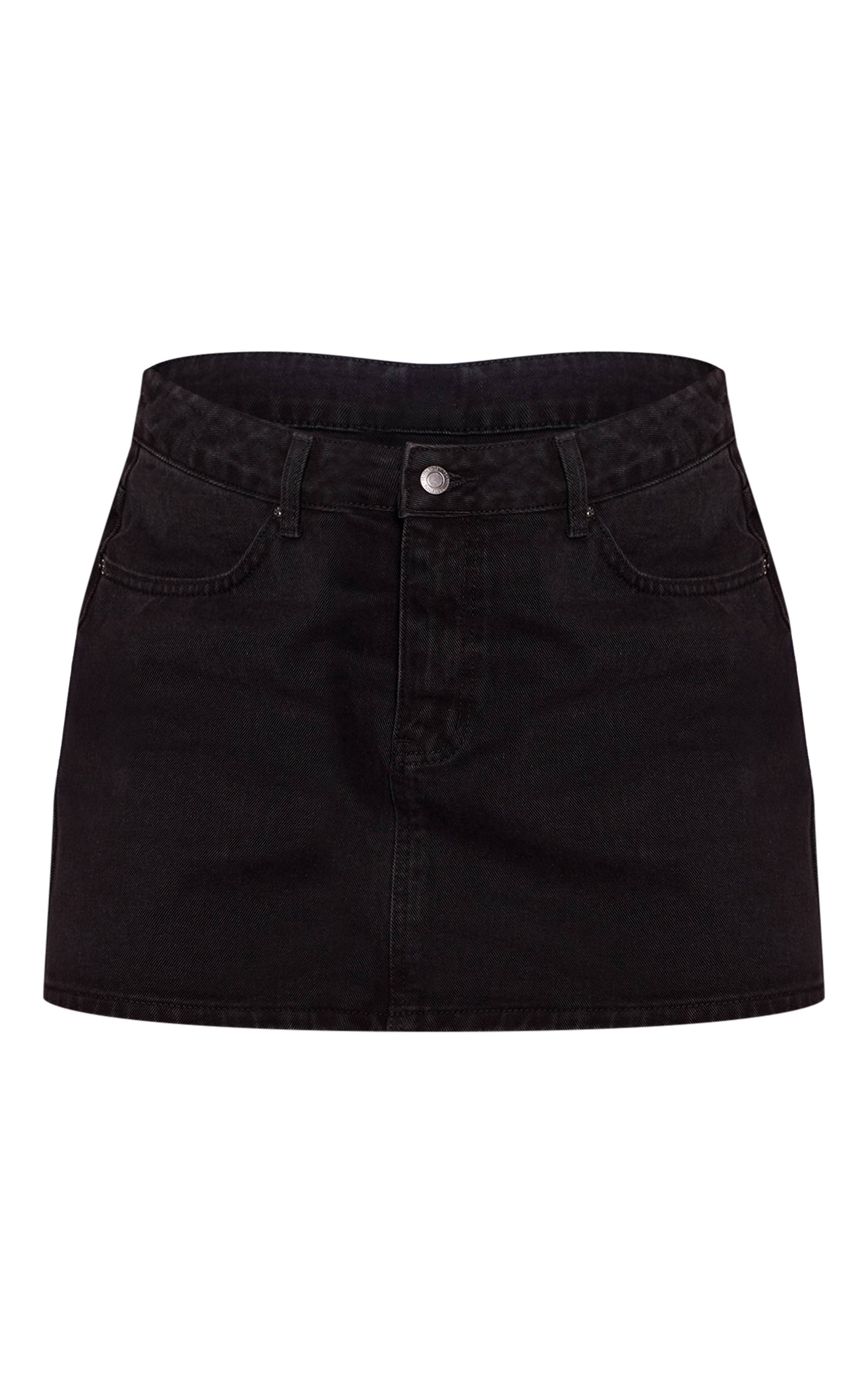 Noir Jupe Courte Classique En Denim Taille Mi-haute Plus
