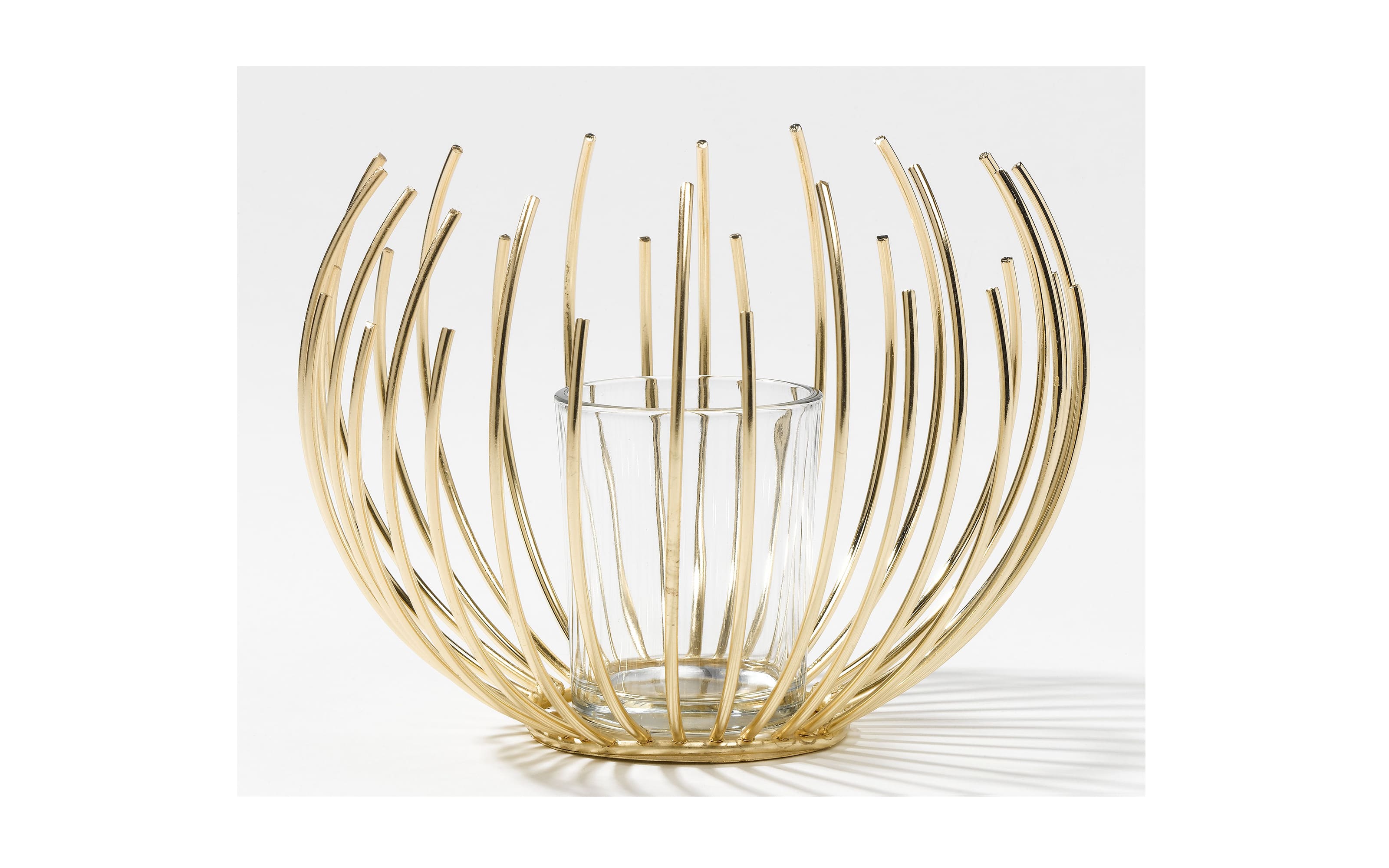 Teelichthalter aus Metall in gold, 12 cm