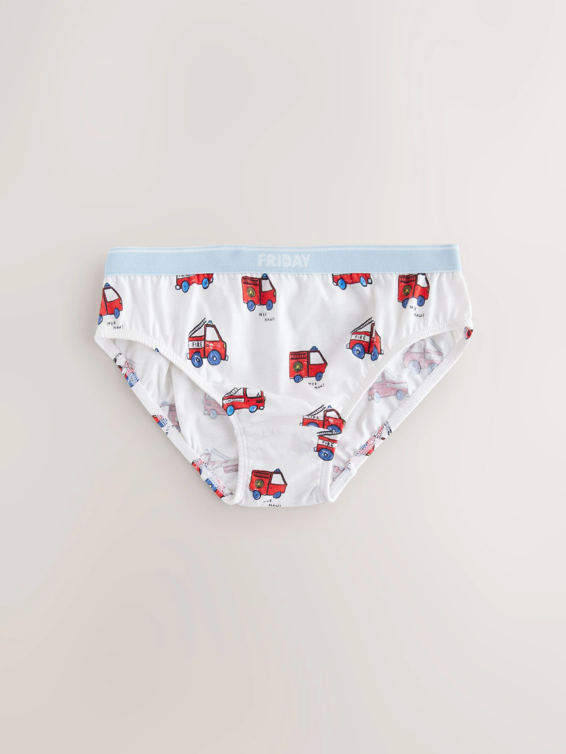 Rood/blauw met hulpvoertuigenprint - Set van 7 katoenen slips (1,5-10jr)