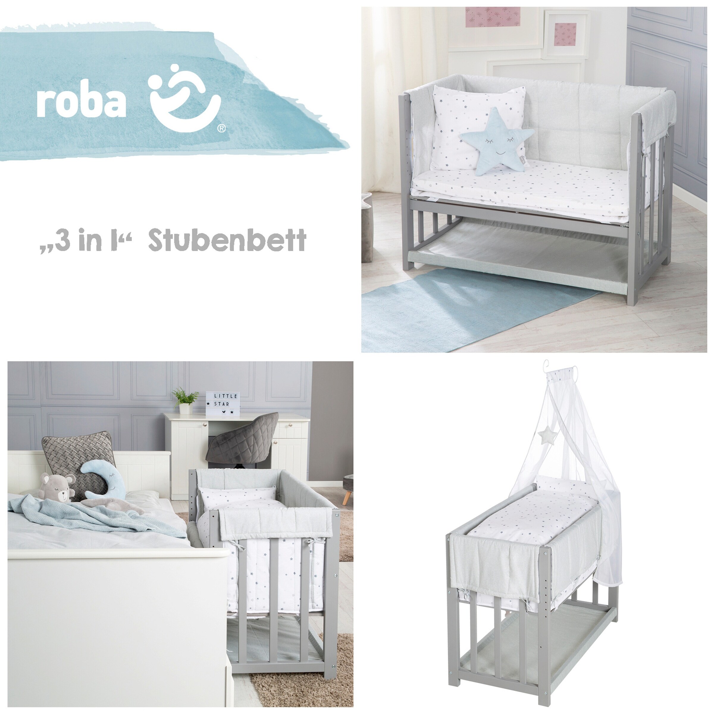 roba Stubenbett 3 in 1 Sternenzauber grau