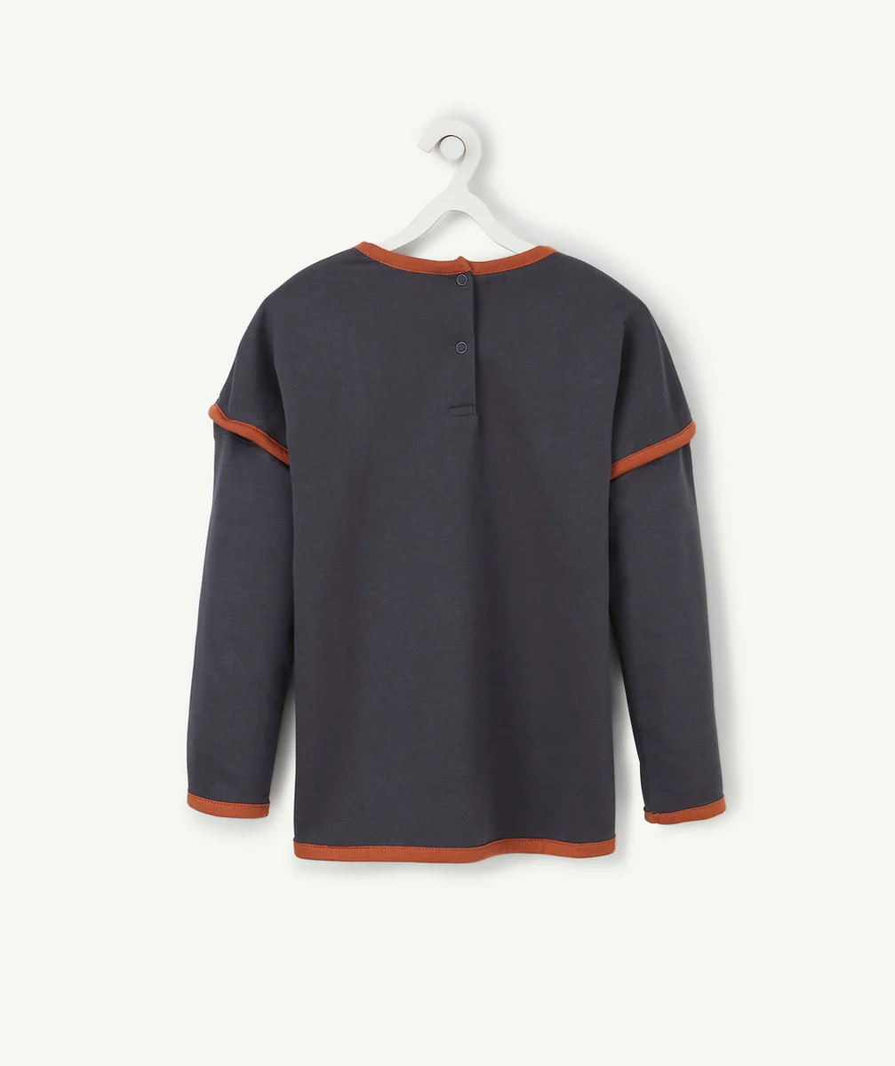 LE T-SHIRT ÉVOLUTIF 2 EN 1 BLEU MARINE ET TERRACOTTA EN COTON PIMA