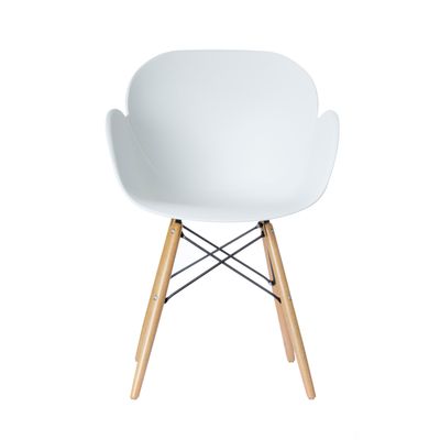 Chaise KIWOOD - avec accoudoirs - Pied bois hêtre - blanc - pack de 2