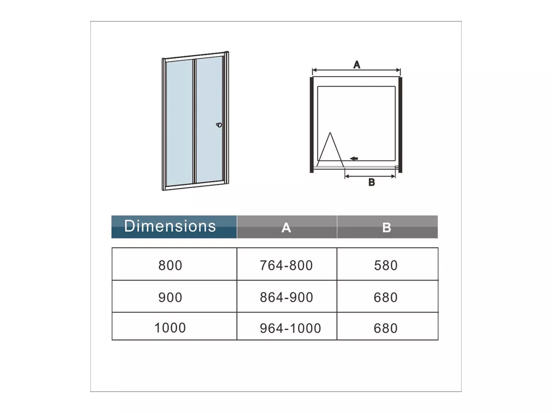 Porte de douche 80x185cm, porte de douche pliante en verre securit clair installation en niche