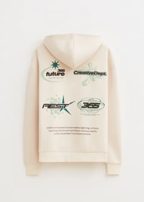 Hoodie met print 365 off-white (CREME.L)