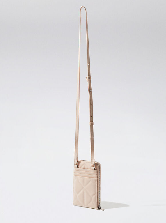 Bolsa acolchoada para celular - Branco-creme
