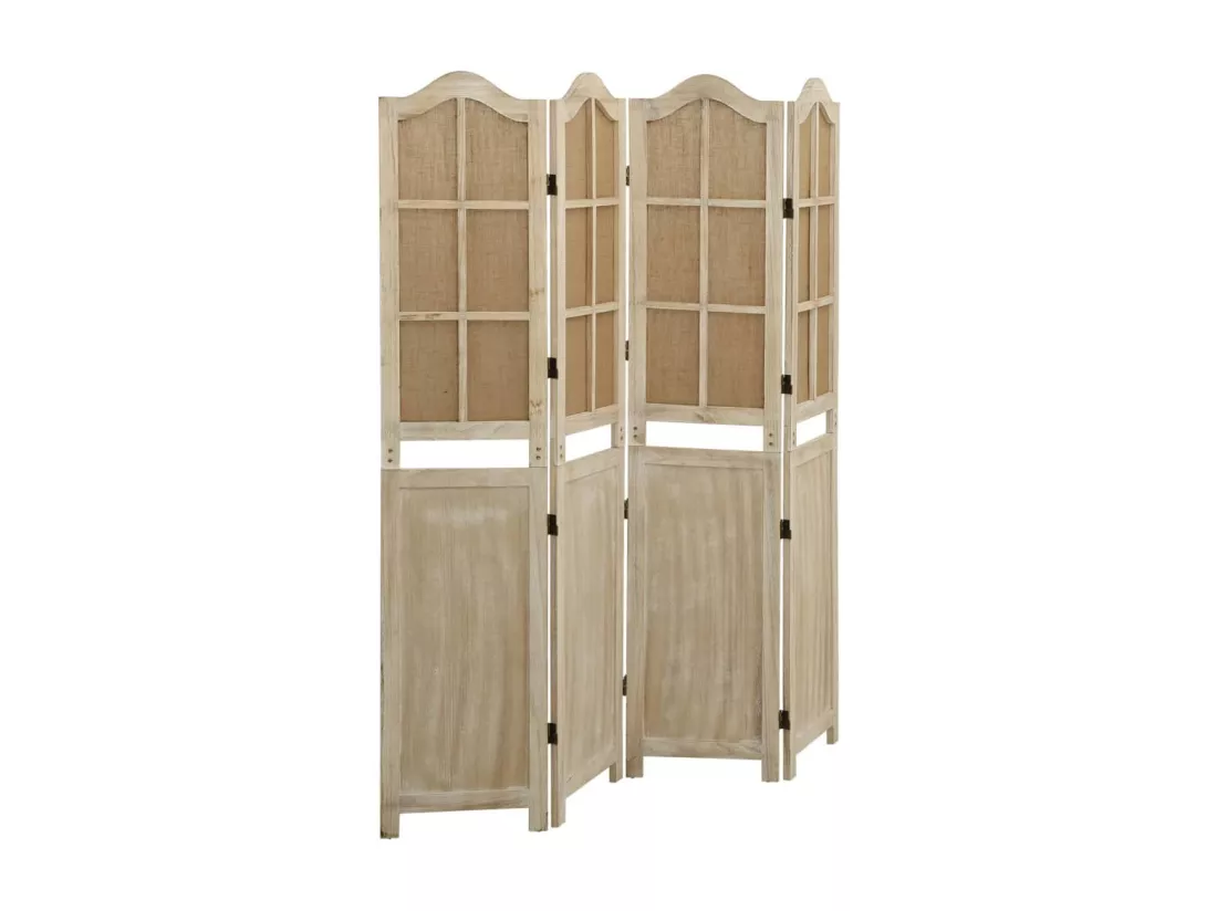Cloison de séparation 4 panneaux Marron 140x165 cm Tissu