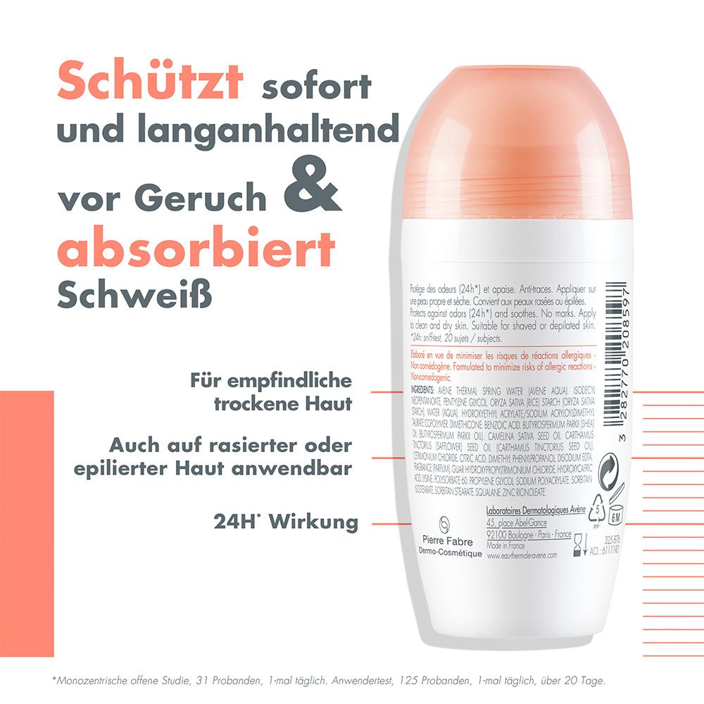 Avène Body Deodorant Roll-On mit 24h Wirkung