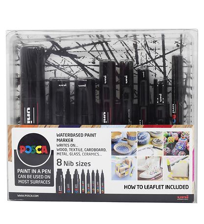 Posca Tuschen - 8 Spitzengrößen - Schwarz