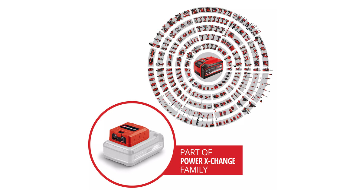EINHELLAccu USB-Powerbank TC-CP 18 Li USB A/C-Solo adapter  (Rood, Accu en oplader niet inbegrepen)