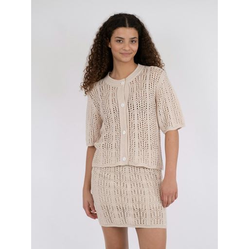 Neo Noir Ellen Crochet Knit Cardigan, Sand, 36