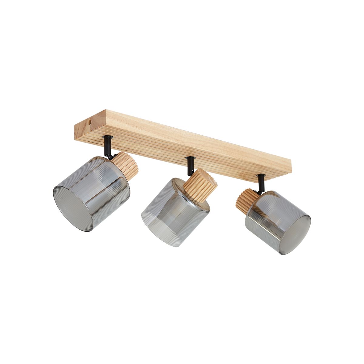 Moderne spot hout met smoke glas 3-lichts draai- en kantelbaar - Gracy